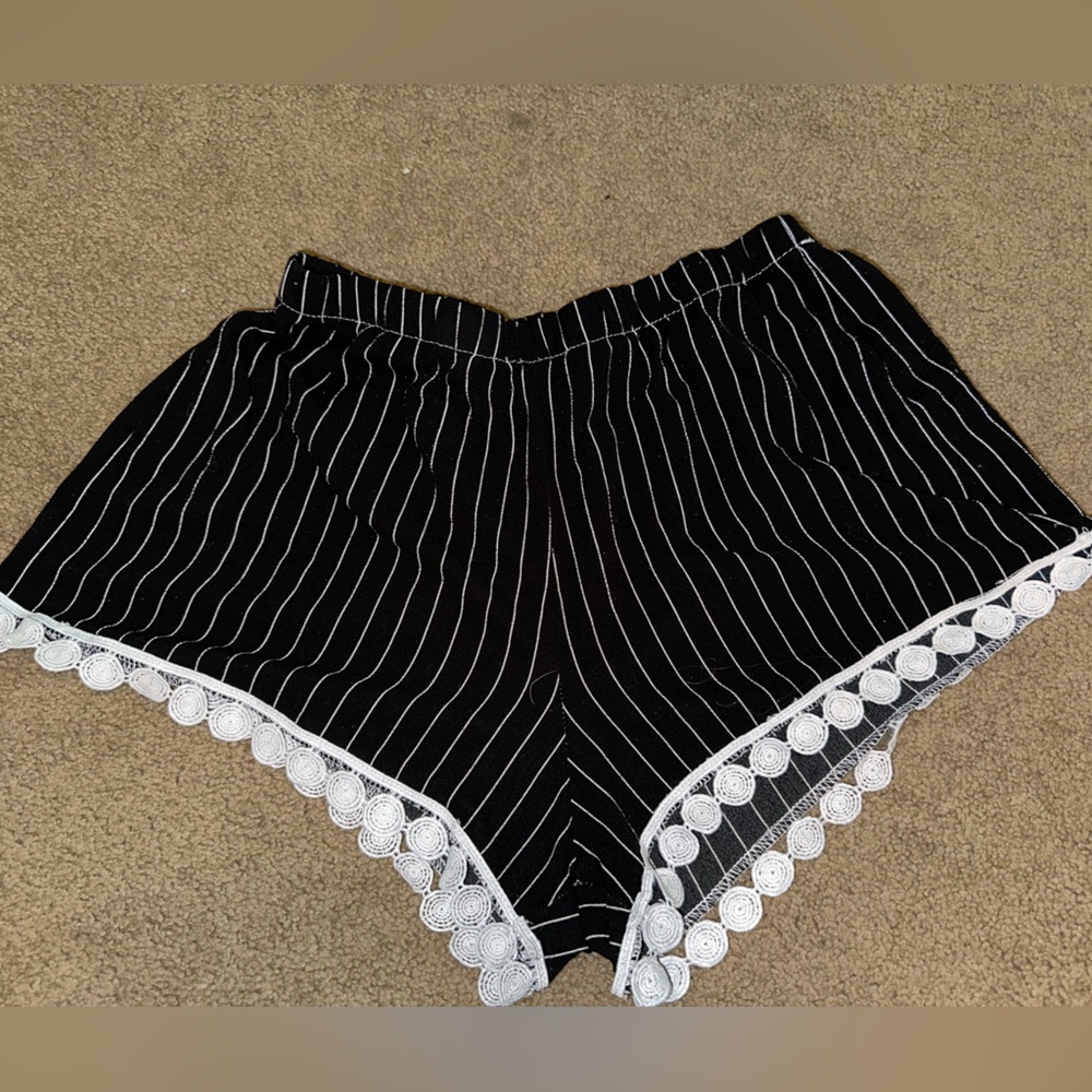 Black and white stripped shorts